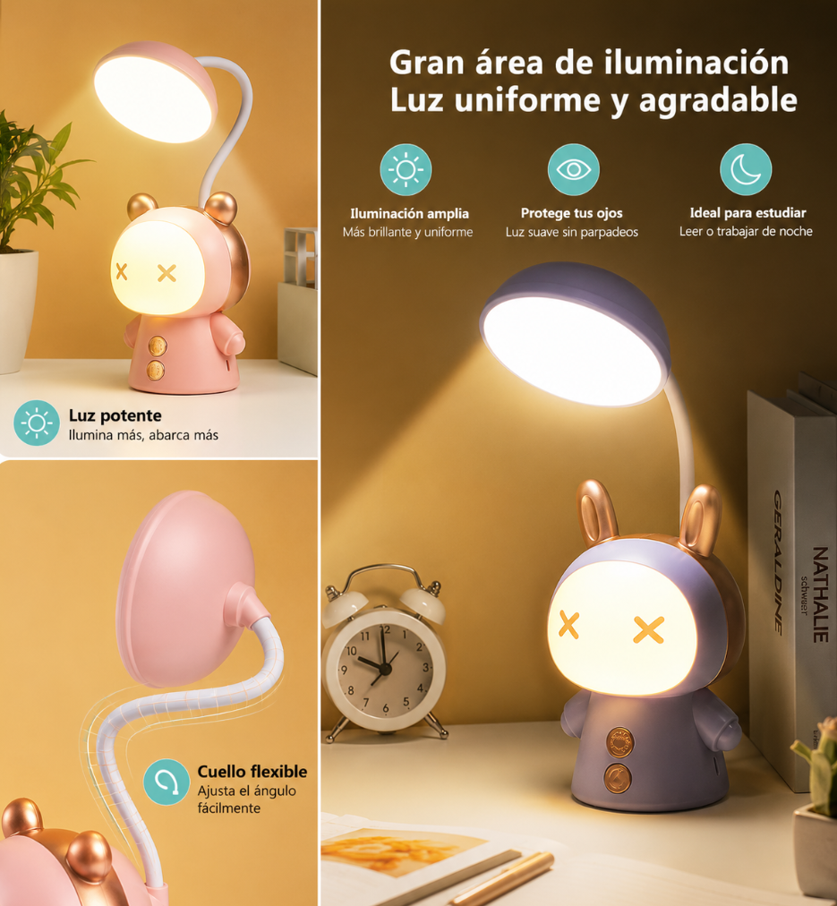 Lámpara de Escritorio Cambiante de Color Recargable por USB para Leer